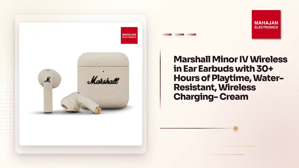 Marshall Minor IV Wireless in Ear Earbuds with 30+ Hours of Playtime, Water-Resistant, Wireless Charging- Cream by@Outfy