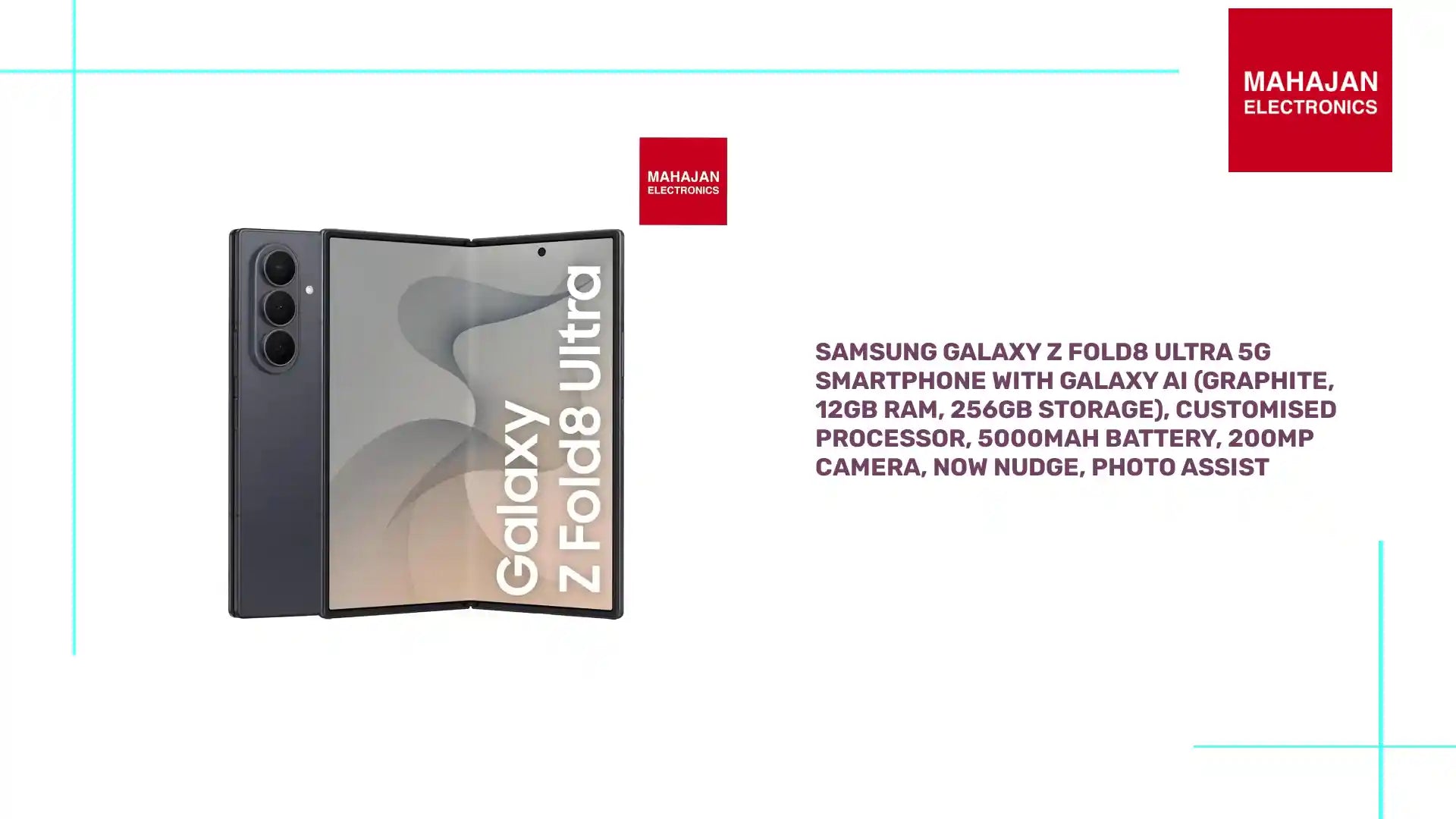 Samsung Galaxy Z Fold8 Ultra 5G Smartphone with Galaxy AI (Graphite, 12GB RAM, 256GB Storage), Customised Processor, 5000mAh Battery, 200MP Camera, Now Nudge, Photo Assist by@Outfy