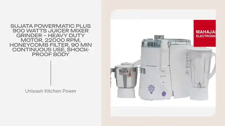 Sujata Powermatic Plus 900 Watts Juicer Mixer Grinder &ndash; Heavy Duty Motor, 22000 RPM, Honeycomb Filter, 90 Min Continuous Use, Shock-Proof Body by@Outfy