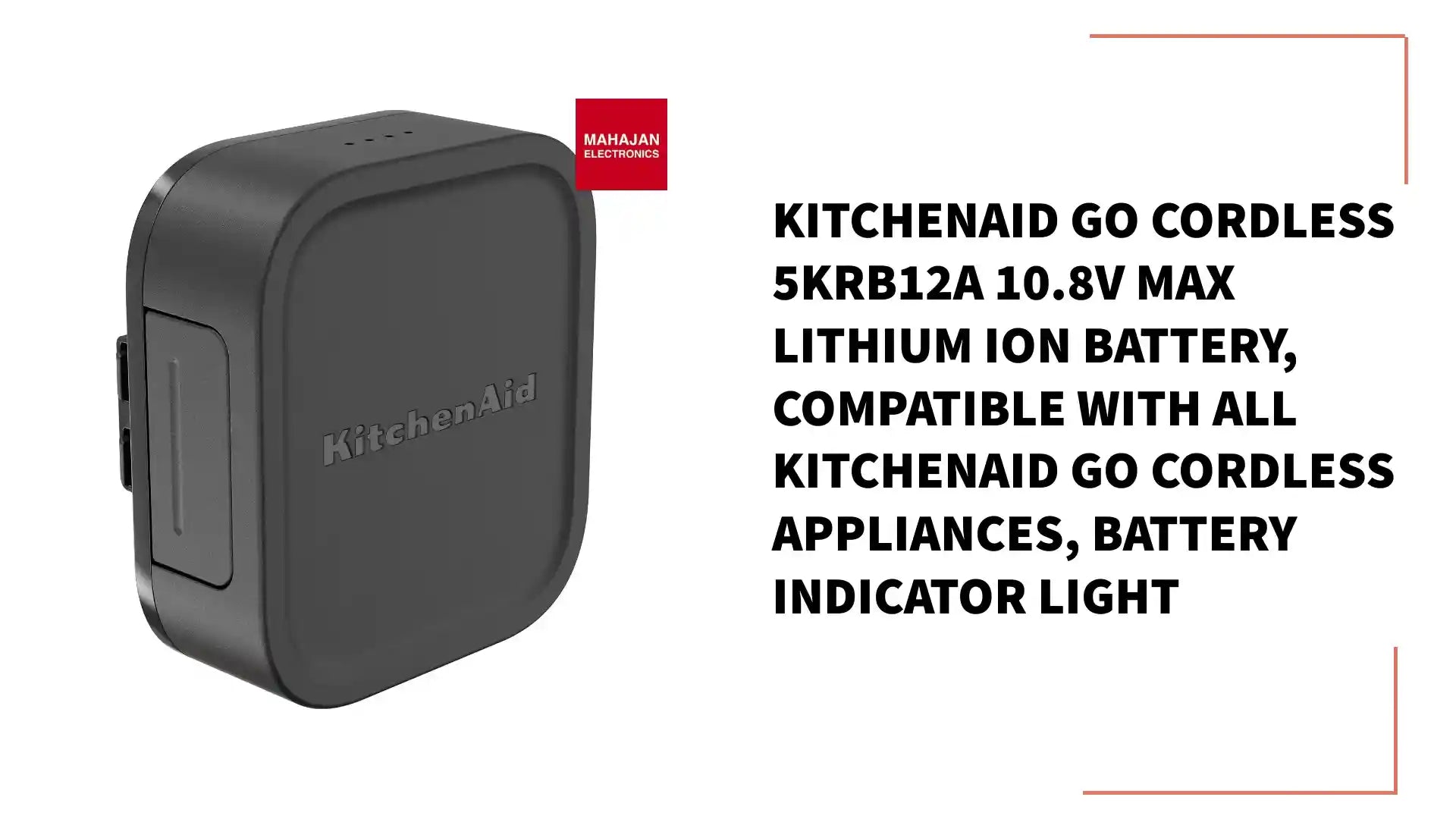 KitchenAid Go Cordless 5KRB12A 10.8V MAX Lithium Ion Battery, Compatible with All KitchenAid Go Cordless Appliances, Battery Indicator Light by@Outfy