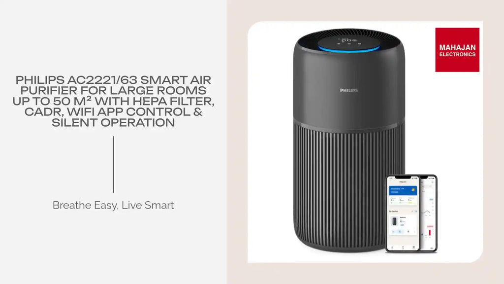Philips AC2221/63 Smart Air Purifier for Large Rooms up to 50 m&sup2; with HEPA Filter, CADR, WiFi App Control & Silent Operation by@Outfy