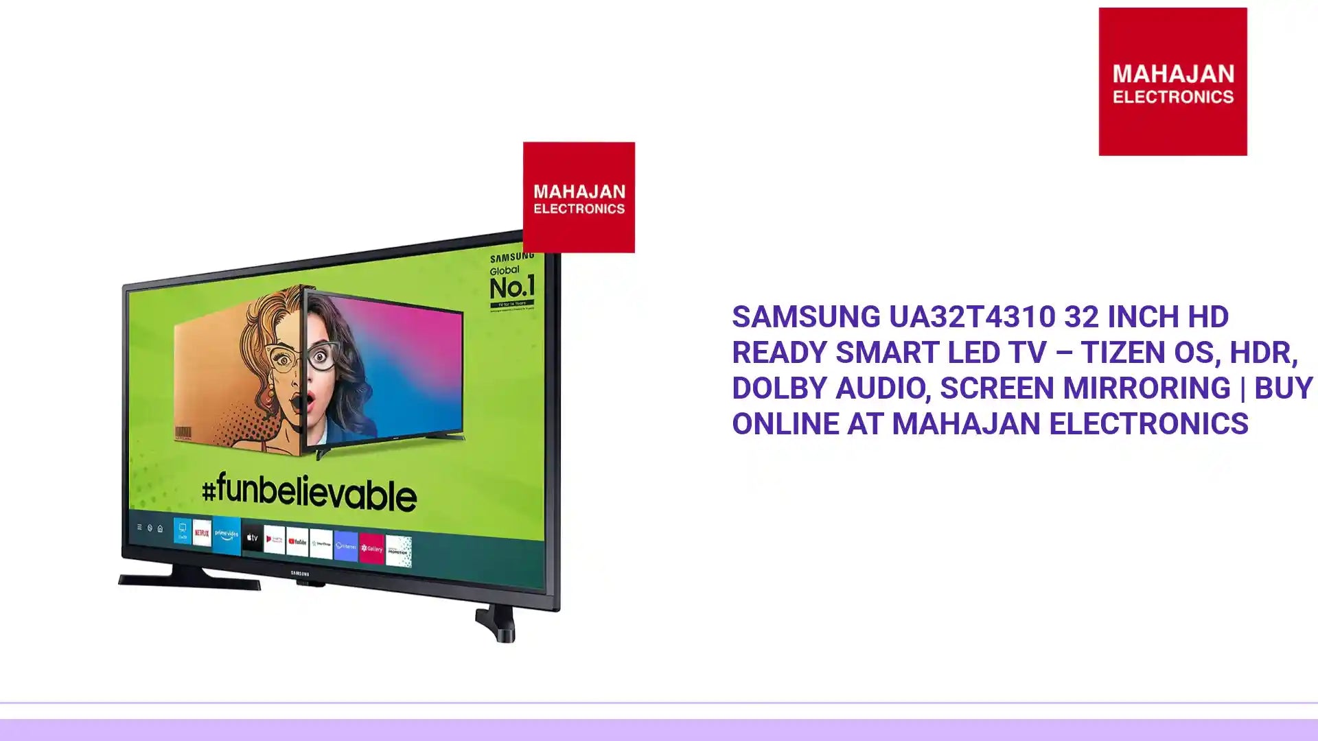 Samsung UA32T4310 32 Inch HD Ready Smart LED TV &ndash; Tizen OS, HDR, Dolby Audio, Screen Mirroring | Buy Online at Mahajan Electronics by@Outfy