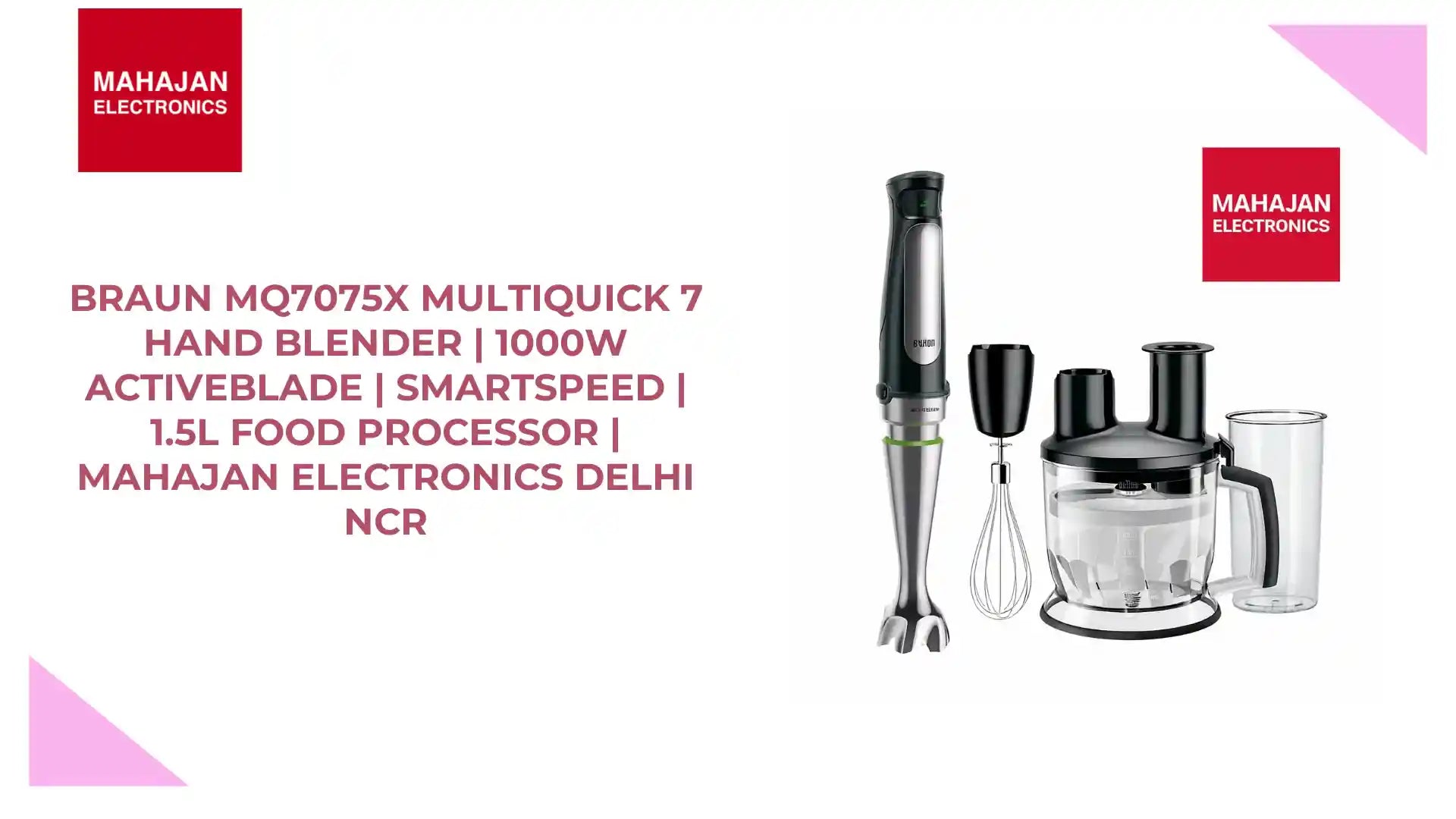 Braun MQ7075X MultiQuick 7 Hand Blender | 1000W ActiveBlade | SmartSpeed | 1.5L Food Processor | Mahajan Electronics Delhi NCR by@Outfy