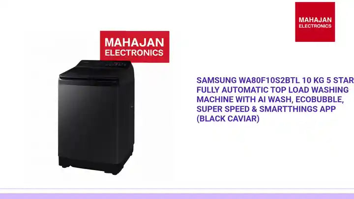 Samsung WA80F10S2BTL 10 Kg 5 Star Fully Automatic Top Load Washing Machine with AI Wash, Ecobubble, Super Speed &amp; SmartThings App (Black Caviar) by@Outfy
