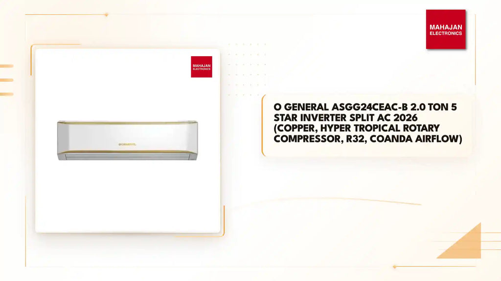 O General ASGG24CEAC-B 2.0 Ton 5 Star Inverter Split AC 2026 (Copper, Hyper Tropical Rotary Compressor, R32, Coanda Airflow) by@Outfy