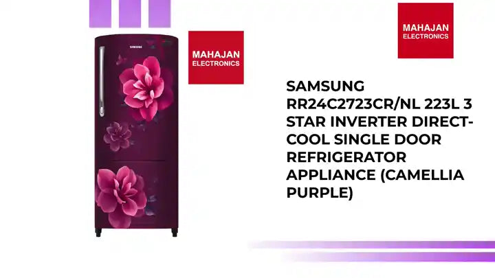 Samsung RR24C2723CR/NL 223L 3 Star Inverter Direct-Cool Single Door Refrigerator Appliance (Camellia Purple) by@Outfy