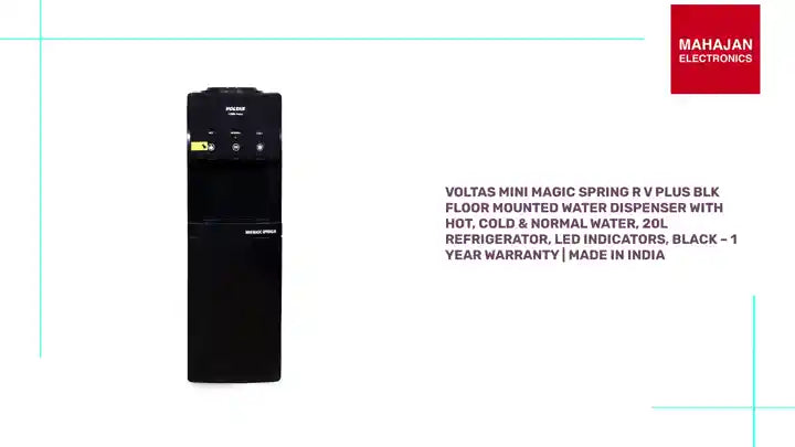 Voltas Mini Magic Spring R V Plus BLK Floor Mounted Water Dispenser with Hot, Cold &amp; Normal Water, 20L Refrigerator, LED Indicators, Black &ndash; 1 Year Warranty | Made in India by@Outfy