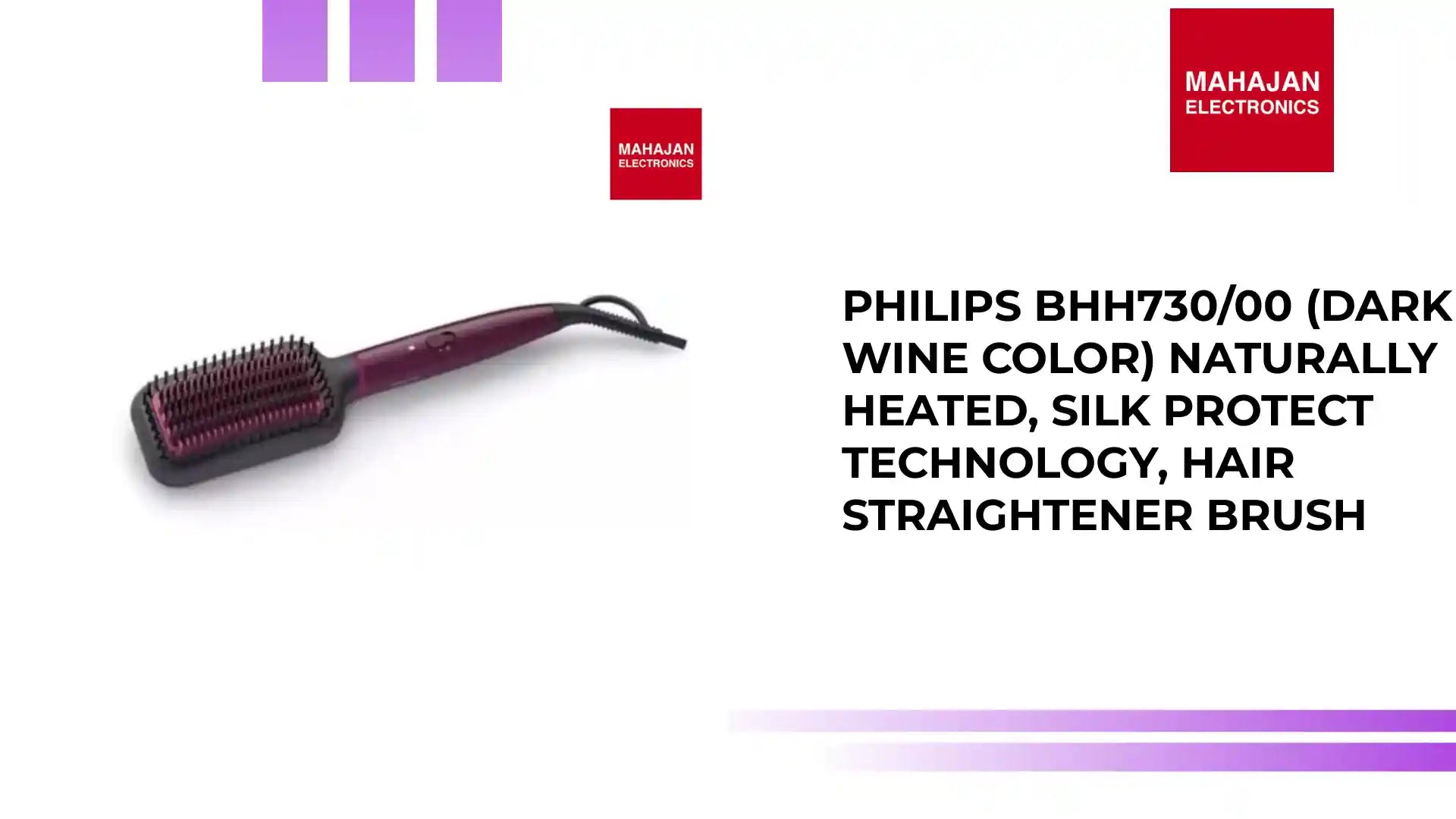 PHILIPS BHH730/00 (Dark Wine Color) Naturally Heated, Silk Protect technology, Hair Straightener Brush by@Outfy