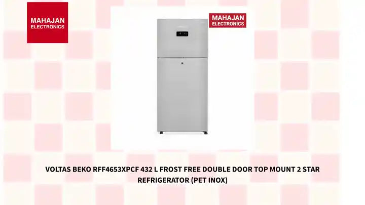 Voltas Beko RFF4653XPCF 432 L Frost Free Double Door Top Mount 2 Star Refrigerator (PET INOX) by@Outfy