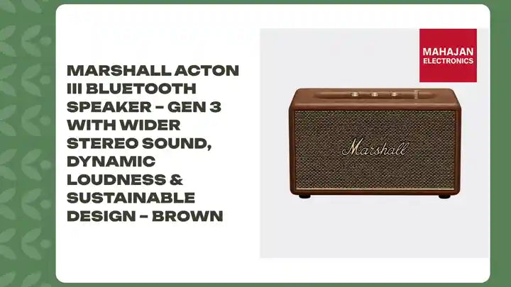 Marshall Acton III Bluetooth Speaker &ndash; Gen 3 with Wider Stereo Sound, Dynamic Loudness &amp; Sustainable Design &ndash; Brown by@Outfy
