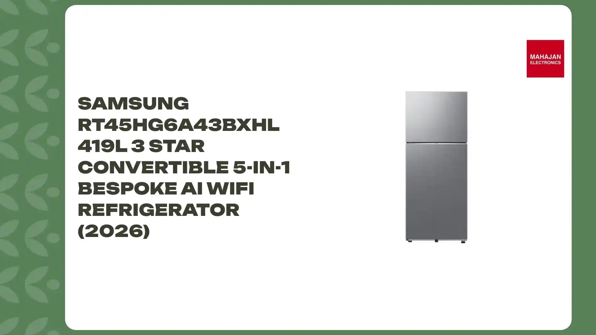 Samsung RT45HG6A43BXHL 419L 3 Star Convertible 5-in-1 Bespoke AI WiFi Refrigerator (2026) by@Outfy