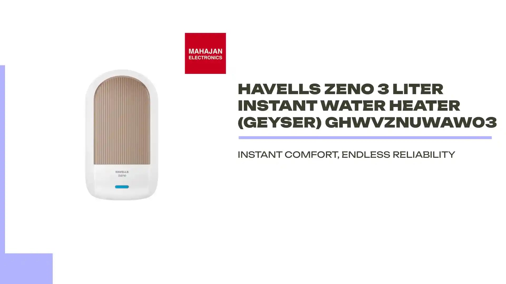 Havells Zeno 3 LITER Instant Water Heater (Geyser) GHWVZNUWAW03 by@Outfy