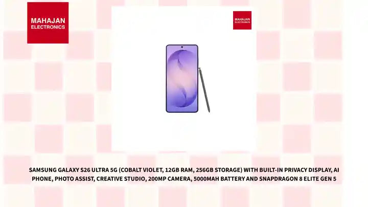 Samsung Galaxy S26 Ultra 5G (Cobalt Violet, 12GB RAM, 256GB Storage) with Built-in Privacy Display, AI Phone, Photo Assist, Creative Studio, 200MP Camera, 5000mAh Battery and Snapdragon 8 Elite Gen 5 by@Outfy