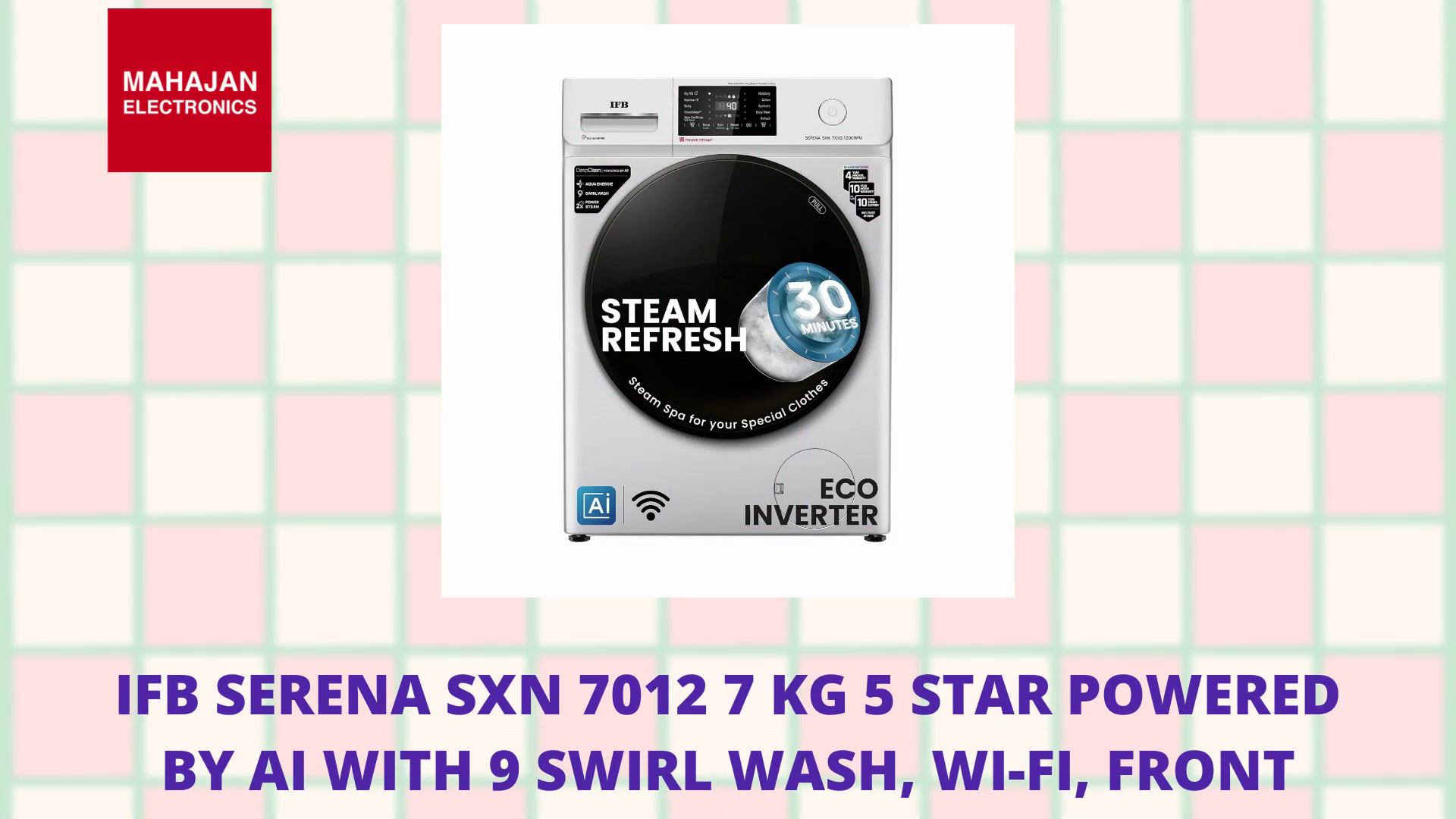 IFB SERENA SXN 7012 7 Kg 5 Star Powered by AI with 9 Swirl Wash, Wi-fi, Front Load Washing Machine (Steam Refresh Program with Eco Inverter, Rich Silver) by@Outfy