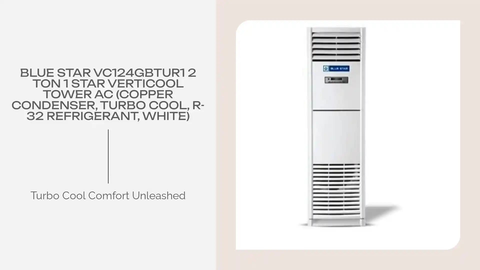 Blue Star VC124GBTUR1 2 Ton 1 Star Verticool Tower AC (Copper Condenser, Turbo Cool, R-32 Refrigerant, White) by@Outfy