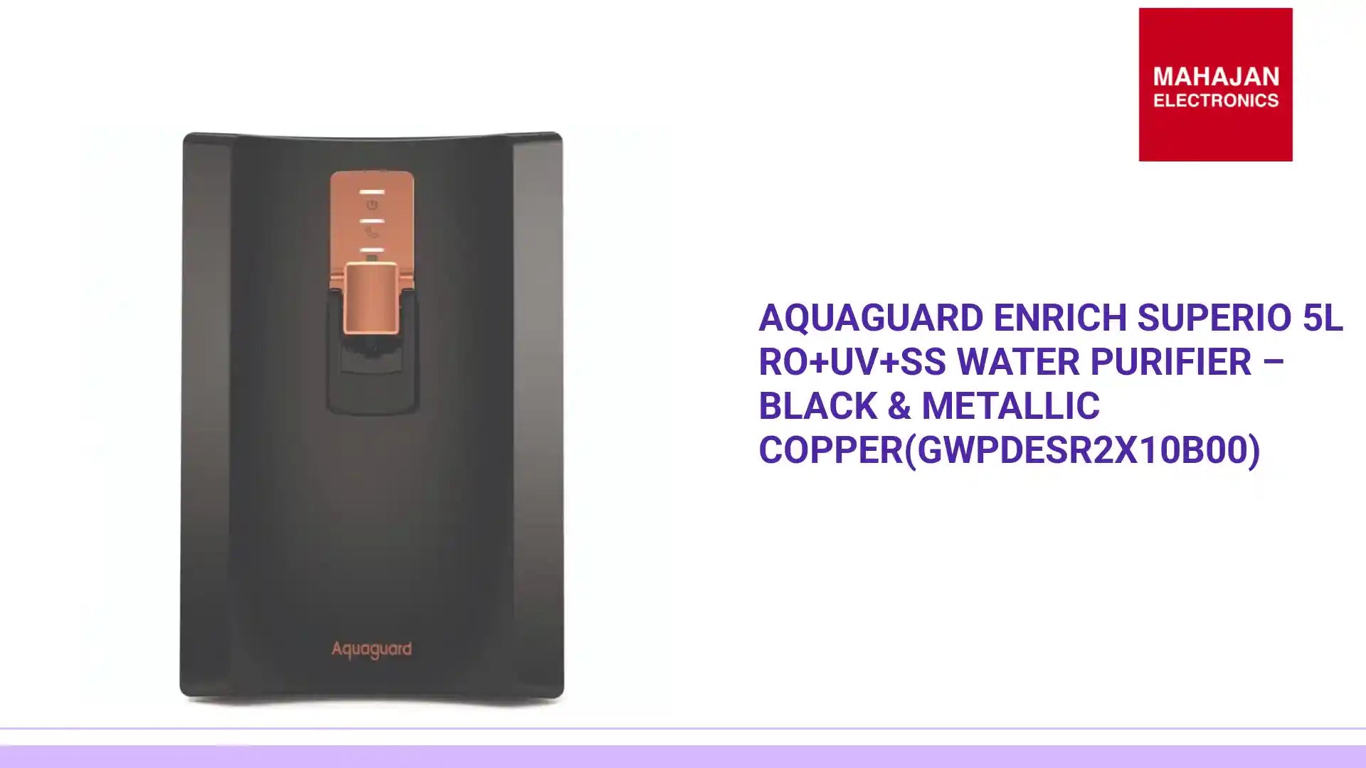 Aquaguard Enrich Superio 5L RO+UV+SS Water Purifier &ndash; Black &amp; Metallic Copper(GWPDESR2X10B00) by@Outfy