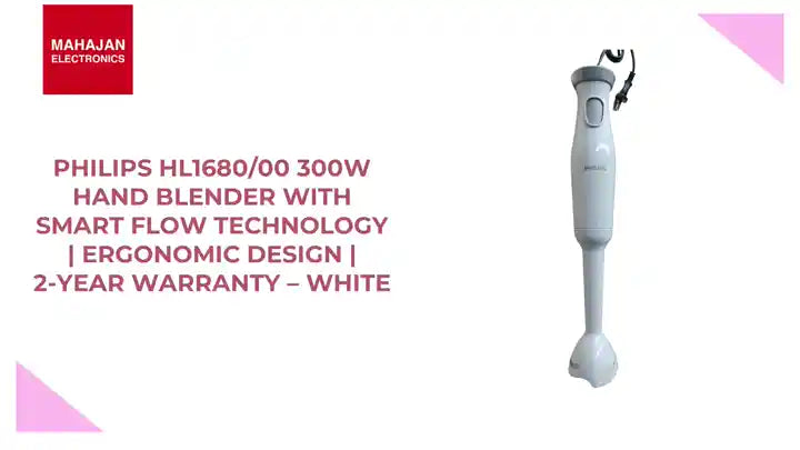 PHILIPS HL1680/00 300W Hand Blender with Smart Flow Technology | Ergonomic Design | 2-Year Warranty &ndash; White by@Outfy