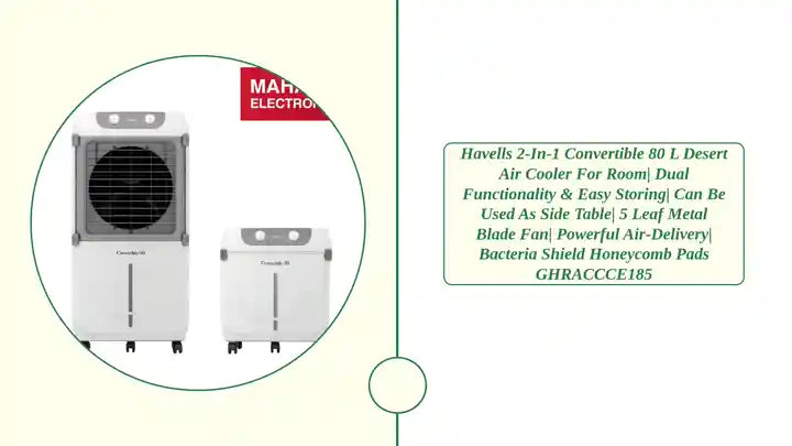 Havells 2-in-1 Convertible 80 L Desert Air Cooler for room| Dual functionality &amp; easy storing| Can be used as side table| 5 Leaf Metal Blade Fan| Powerful Air-Delivery| Bacteria shield honeycomb pads GHRACCCE185 by@Outfy
