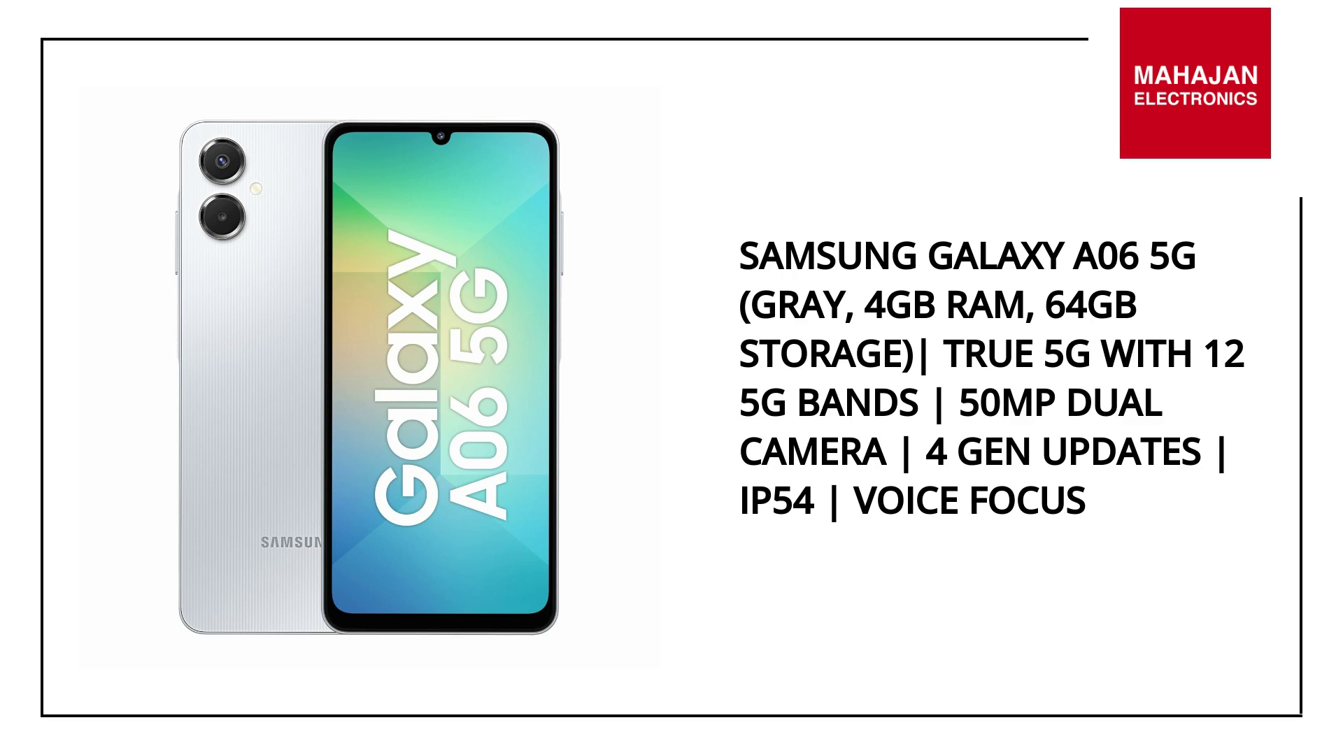 Samsung Galaxy A06 5G (Gray, 4GB RAM, 64GB Storage)| True 5G with 12 5G Bands | 50MP Dual Camera | 4 Gen Updates | IP54 | Voice Focus by@Outfy