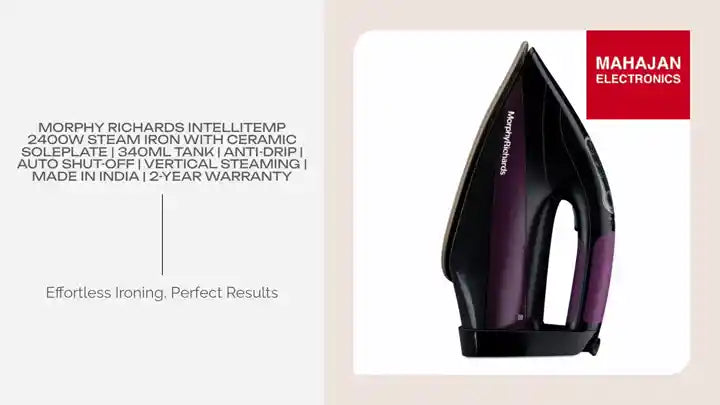 Morphy Richards Intellitemp 2400W Steam Iron with Ceramic Soleplate | 340ml Tank | Anti-Drip | Auto Shut-Off | Vertical Steaming | Made in India | 2-Year Warranty by@Outfy