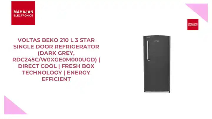 Voltas Beko 210 L 3 Star Single Door Refrigerator (Dark Grey, RDC245C/W0XGE0M000UGD) | Direct Cool | Fresh Box Technology | Energy Efficient by@Outfy