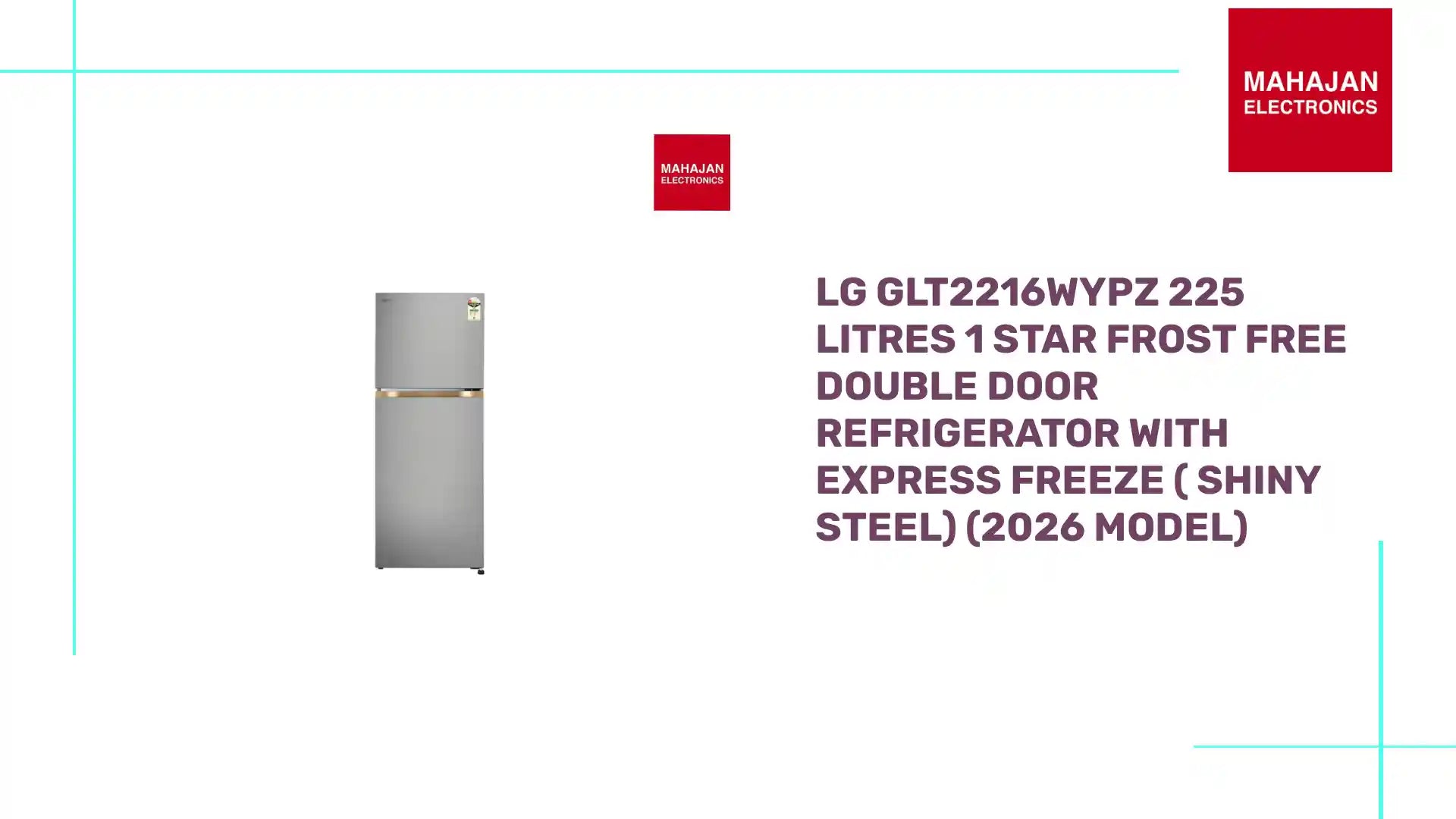 LG GLT2216WYPZ 225 Litres 1 Star Frost Free Double Door Refrigerator with Express Freeze ( Shiny Steel) (2026 Model) by@Outfy