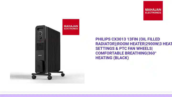 Philips CX3013 13Fin (Oil Filled Radiator)|Room Heater|2900W|3 Heat Settings &amp; PTC Fan Wheels| Comfortable Breathing|360&deg; Heating (Black) by@Outfy
