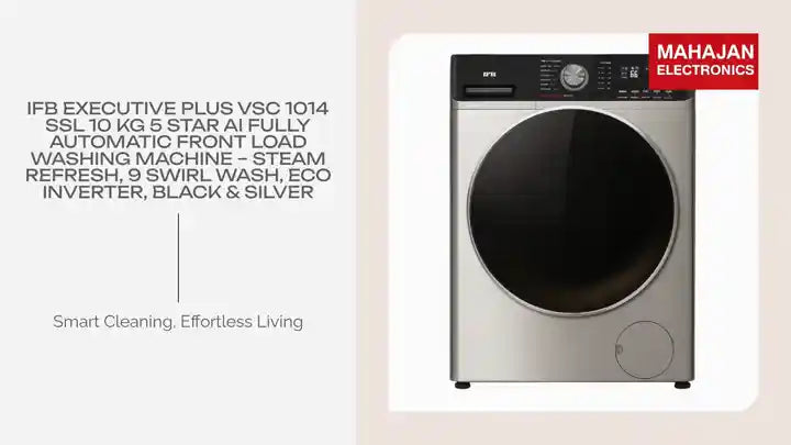 IFB Executive Plus VSC 1014 SSL 10 Kg 5 Star AI Fully Automatic Front Load Washing Machine &ndash; Steam Refresh, 9 Swirl Wash, Eco Inverter, Black &amp; Silver by@Outfy