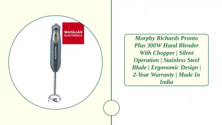 Morphy Richards Pronto Plus 300W Hand Blender with Chopper | Silent Operation | Stainless Steel Blade | Ergonomic Design | 2-Year Warranty | Made in India by@Outfy