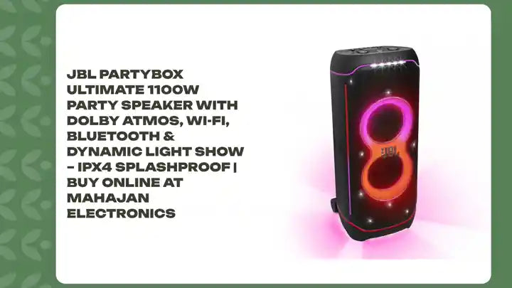 JBL PartyBox Ultimate 1100W Party Speaker with Dolby Atmos, Wi-Fi, Bluetooth &amp; Dynamic Light Show &ndash; IPX4 Splashproof | Buy Online at Mahajan Electronics by@Outfy