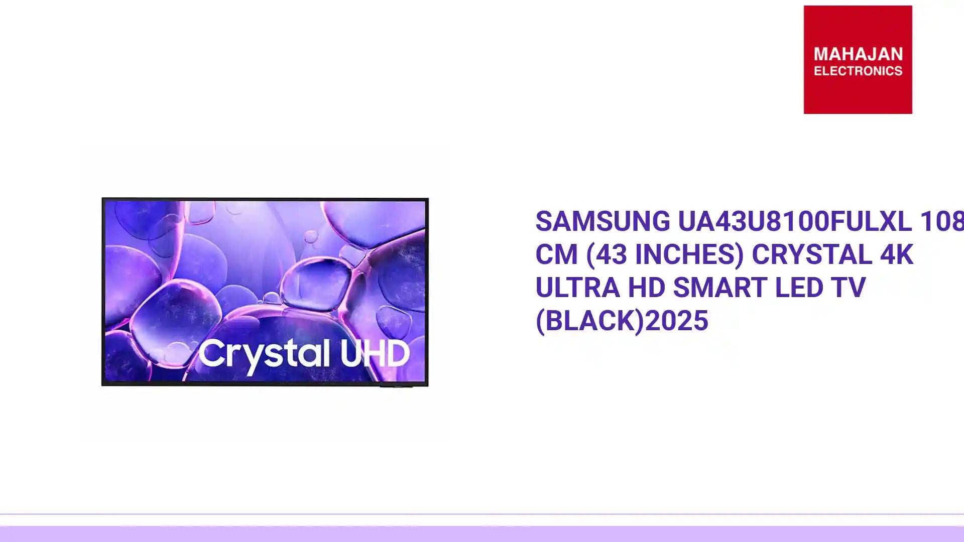 Samsung UA43U8100FULXL 108 cm (43 inches) Crystal 4K Ultra HD Smart LED TV (Black)2025 by@Outfy