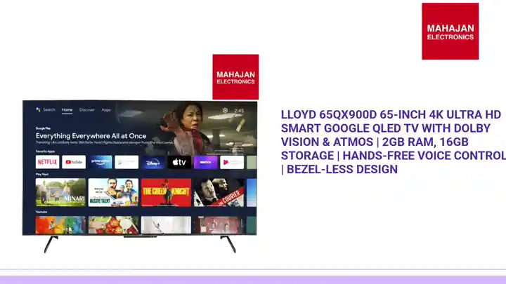 Lloyd 65QX900D 65-Inch 4K Ultra HD Smart Google QLED TV with Dolby Vision &amp; Atmos | 2GB RAM, 16GB Storage | Hands-Free Voice Control | Bezel-Less Design by@Outfy