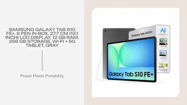 Samsung Galaxy Tab S10 FE+, S Pen in-Box, 27.7 cm (13.1 inch) LCD Display, 12 GB RAM, 256 GB Storage, Wi-Fi + 5G Tablet, Gray by@Outfy