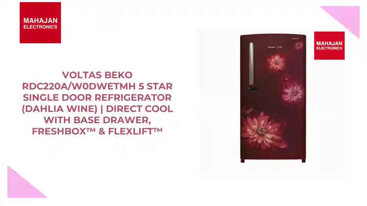 Voltas Beko RDC220A/W0DWETMH 5 Star Single Door Refrigerator (Dahlia Wine) | Direct Cool with Base Drawer, FreshBox&trade; &amp; FlexLift&trade; by@Outfy