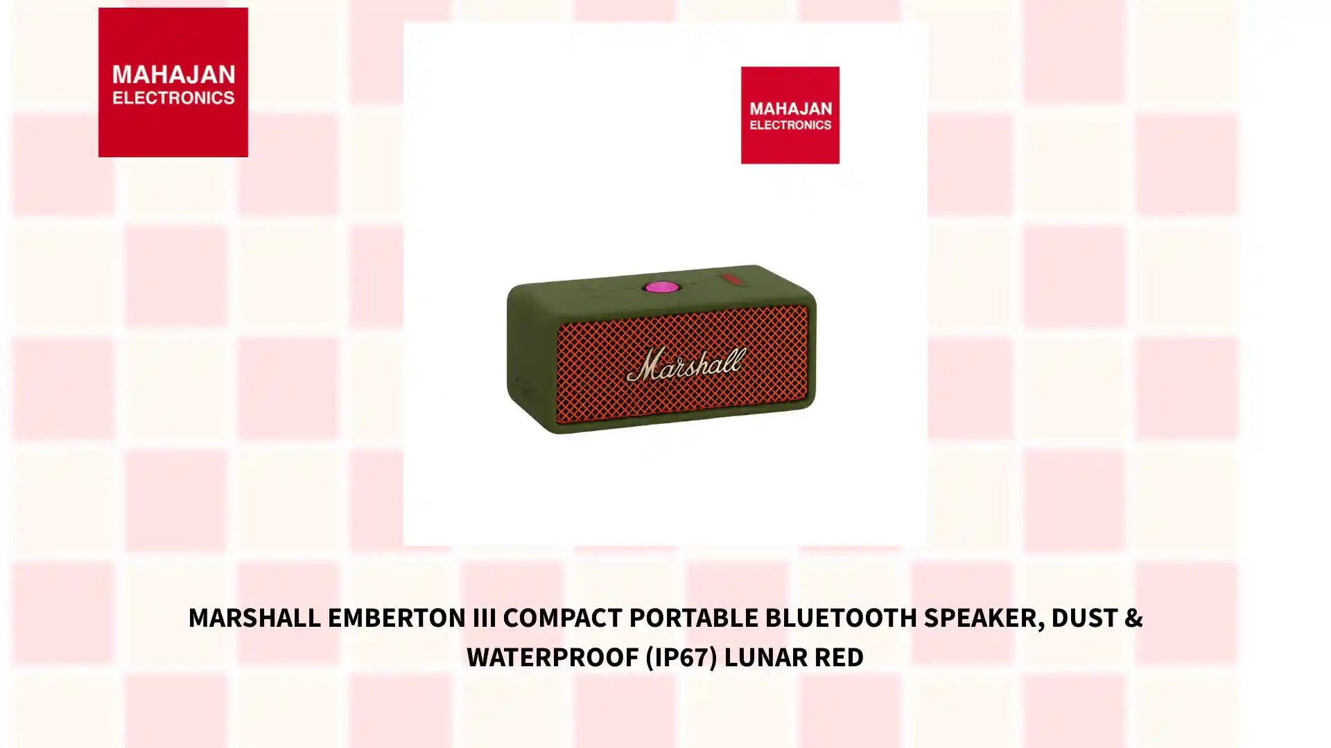Marshall Emberton III Compact Portable Bluetooth Speaker, Dust &amp; Waterproof (IP67) Lunar Red by@Outfy