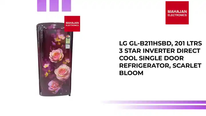 LG GL-B211HSBD, 201 Ltrs 3 Star Inverter Direct Cool Single Door Refrigerator, Scarlet Bloom by@Outfy