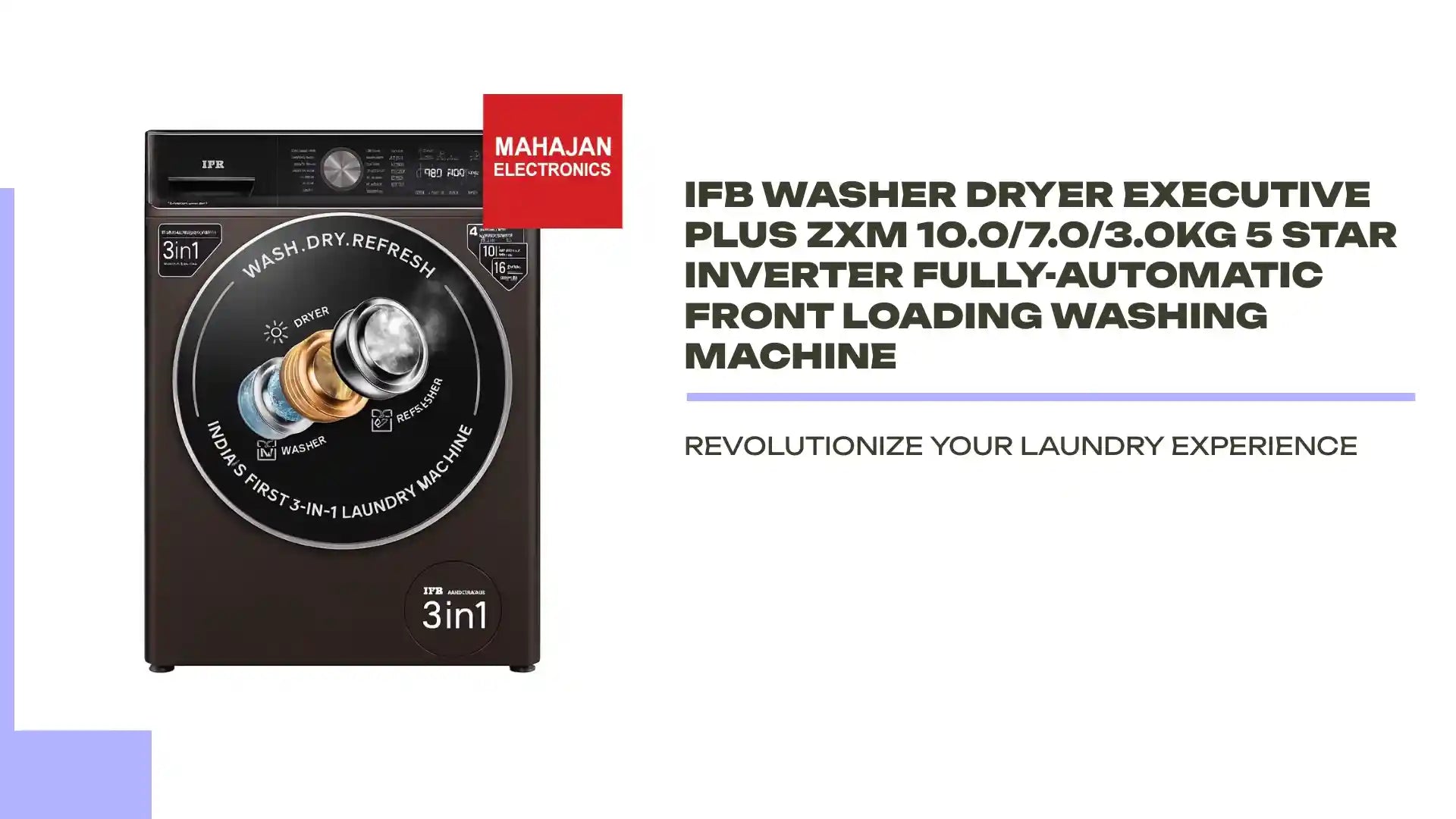 IFB Washer Dryer Executive Plus ZXM 10.0/7.0/3.0kg 5 Star Inverter Fully-Automatic Front Loading Washing Machine by@Outfy