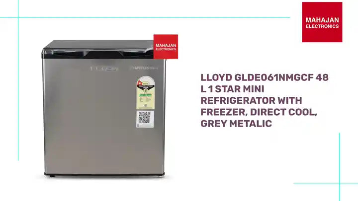 Lloyd GLDE061NMGCF 48 L 1 Star Mini Refrigerator with Freezer, Direct Cool, Grey Metalic by@Outfy
