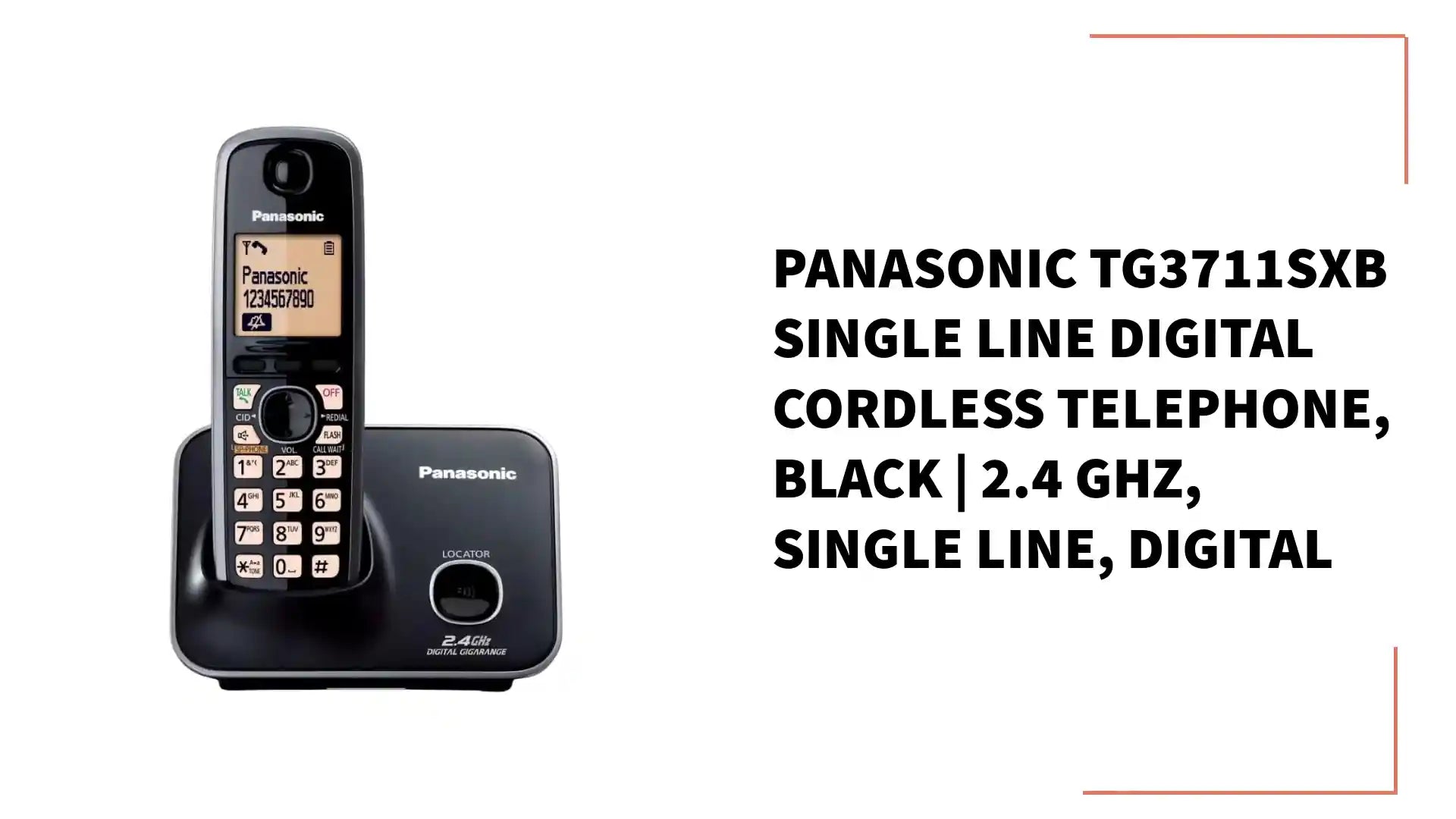Panasonic TG3711SXB Single Line Digital Cordless Telephone, Black | 2.4 GHz, Single Line, Digital by@Outfy