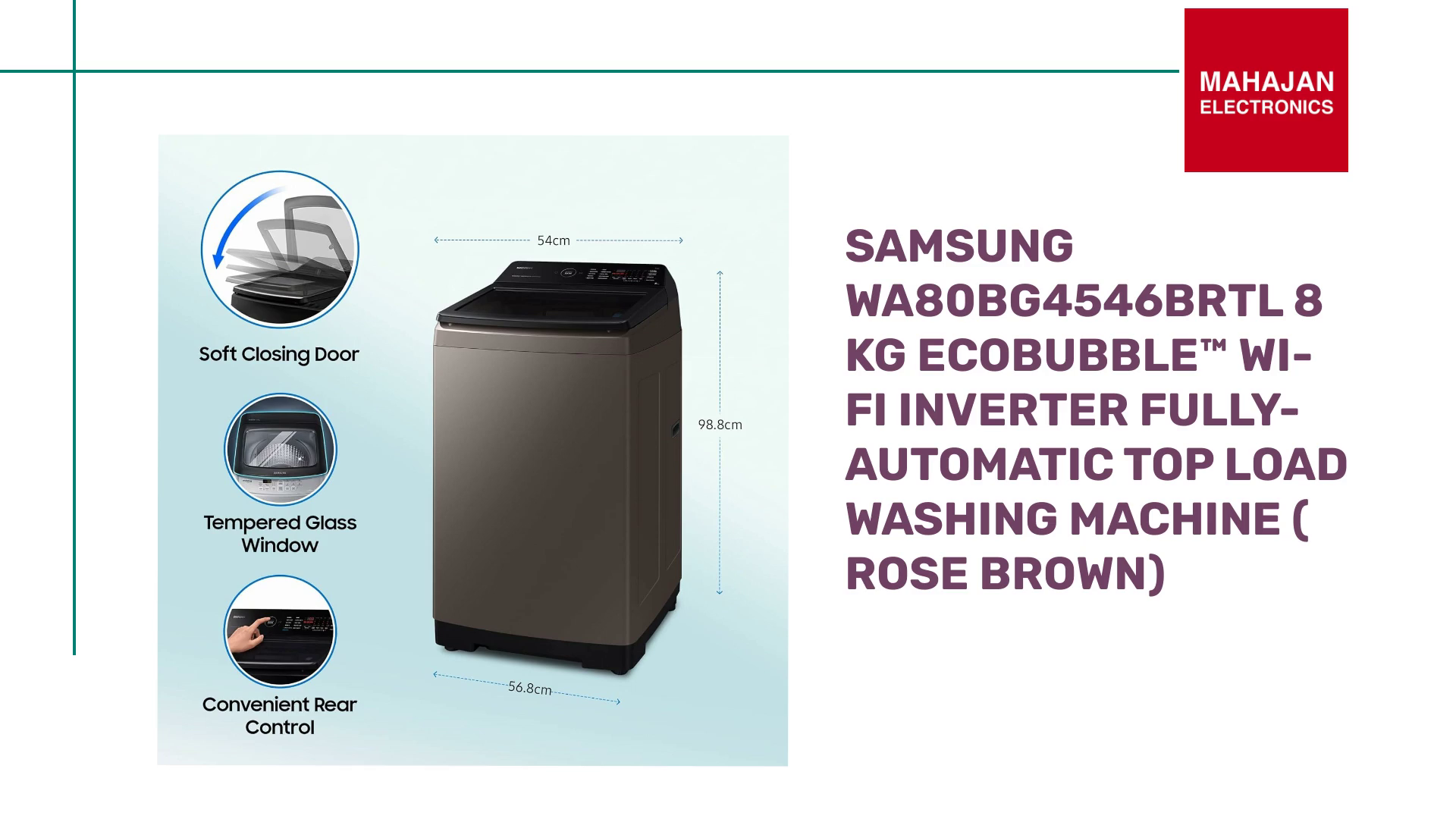 Samsung WA80BG4546BRTL 8 Kg Ecobubble&trade; Wi-Fi Inverter Fully-Automatic Top Load Washing Machine ( Rose Brown) by@Outfy