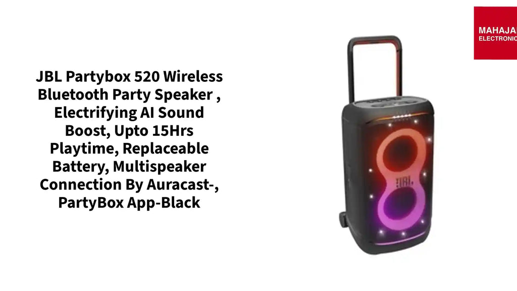 JBL Partybox 520 Wireless Bluetooth Party Speaker , Electrifying AI Sound Boost, Upto 15Hrs Playtime, Replaceable Battery, Multispeaker Connection by Auracast-, PartyBox App-Black by@Outfy