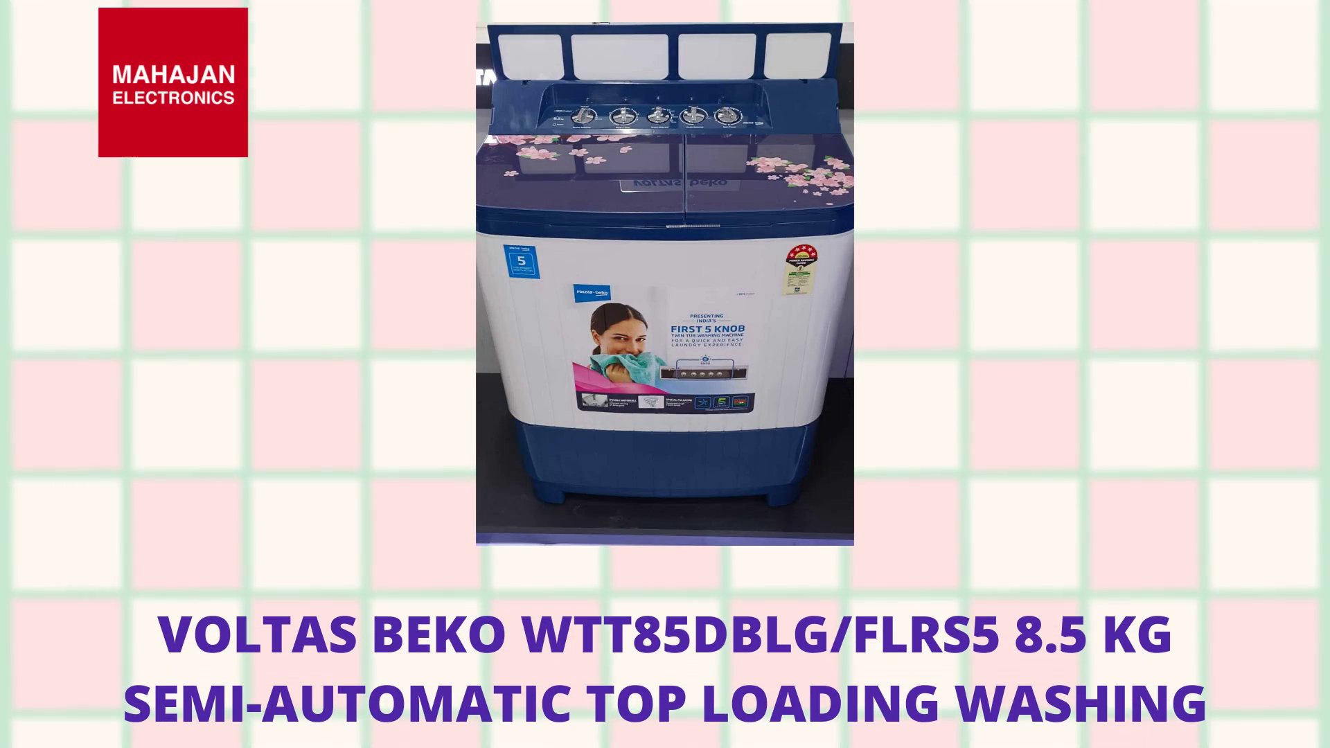 Voltas Beko WTT85DBLG/FLRS5 8.5 kg Semi-Automatic Top Loading Washing Machine ( Sky Blue) by@Outfy