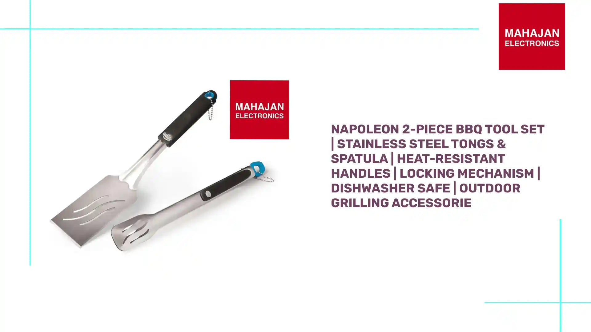 Napoleon 2-Piece BBQ Tool Set | Stainless Steel Tongs &amp; Spatula | Heat-Resistant Handles | Locking Mechanism | Dishwasher Safe | Outdoor Grilling Accessorie by@Outfy
