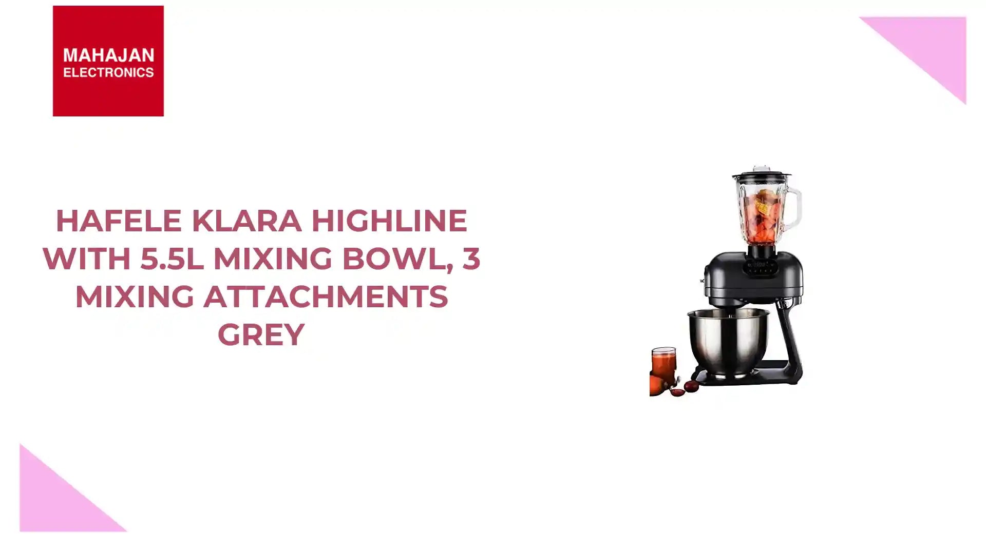 Hafele Klara Highline with 5.5L Mixing Bowl, 3 Mixing Attachments Grey by@Outfy