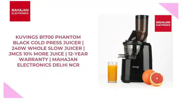 Kuvings B1700 Phantom Black Cold Press Juicer | 240W Whole Slow Juicer | JMCS 10% More Juice | 12-Year Warranty | Mahajan Electronics Delhi NCR by@Outfy