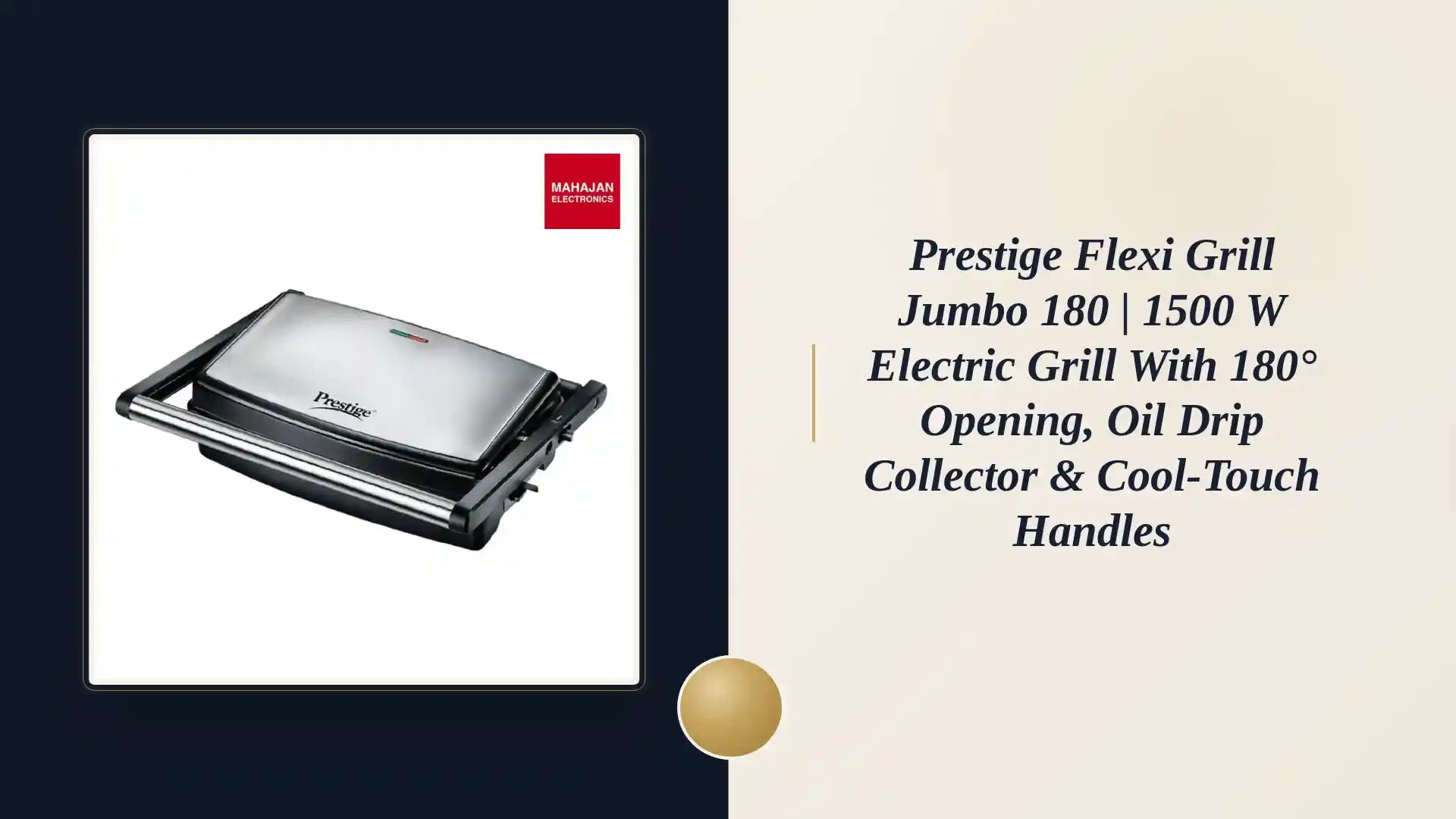 Prestige Flexi Grill Jumbo 180 | 1500 W Electric Grill with 180&deg; Opening, Oil Drip Collector &amp; Cool-Touch Handles by@Outfy