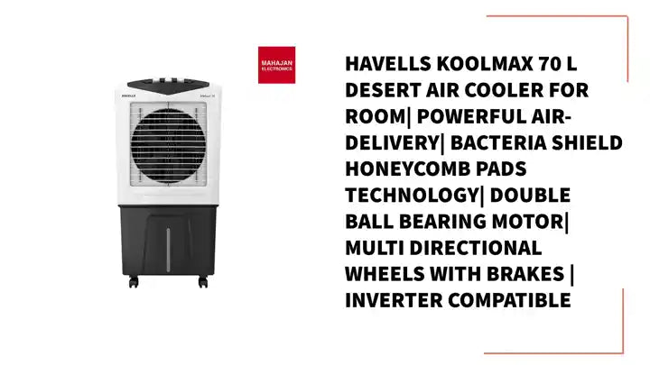 Havells Koolmax 70 L Desert Air Cooler for Room| Powerful Air-Delivery| Bacteria Shield Honeycomb Pads Technology| Double Ball Bearing Motor| Multi directional wheels with brakes | Inverter Compatible by@Outfy