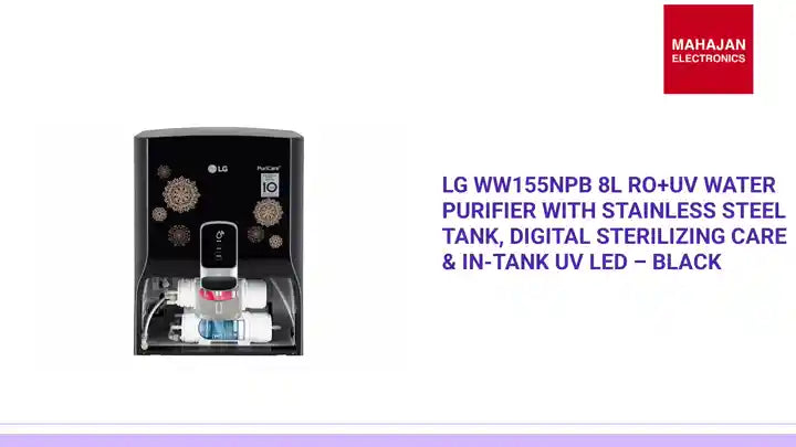 LG WW155NPB 8L RO+UV Water Purifier with Stainless Steel Tank, Digital Sterilizing Care &amp; In-Tank UV LED &ndash; Black by@Outfy
