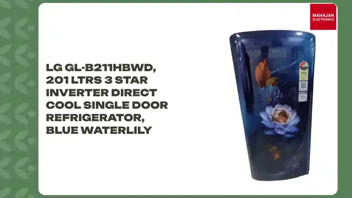 LG GL-B211HBWD, 201 Ltrs 3 Star Inverter Direct Cool Single Door Refrigerator, Blue Waterlily by@Outfy