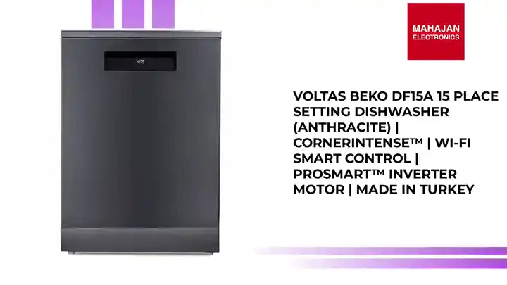 Voltas Beko DF15A 15 Place Setting Dishwasher (Anthracite) | CornerIntense&trade; | Wi-Fi Smart Control | ProSmart&trade; Inverter Motor | Made in Turkey by@Outfy